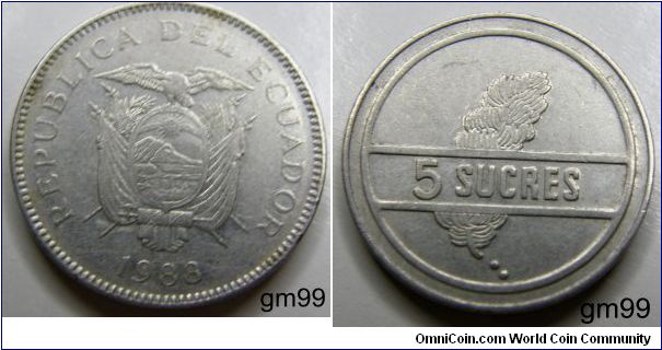 Ecuador km91 5 Sucres (1988-1991)