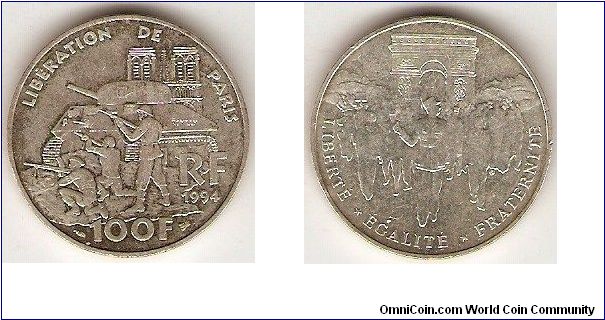 100 francs
Liberation of Paris 1944-1994