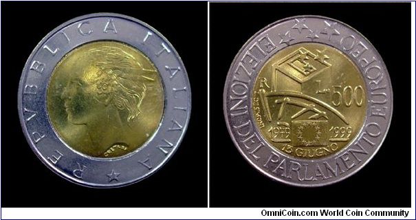 Italian Republic - 500 Lire - Bimetallic (from mint set)