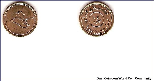 25 dinars
map of Iraq