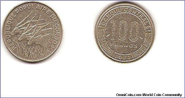 Peoples Republic of Congo (Congo-Brazzaville)
100 francs
Banque Centrale