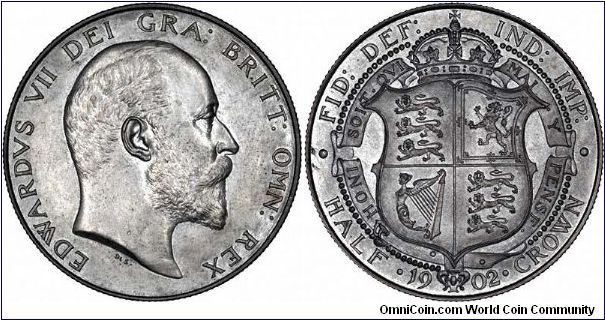 Matt proof halfcrown from the Coronation proof set of Edward VII.