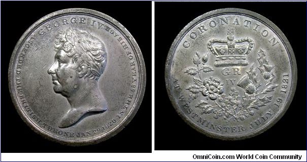 Coronation of King George IV - White metal medal - Mm. 46
