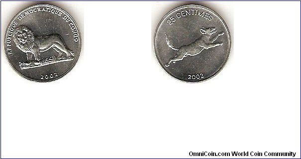 Democratic Republic of Congo (Congo-Kinshasa)
25 centimes
fox