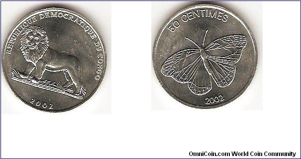 Democratic Republic of Congo (Congo-Kinshasa)
50 centimes
butterfly