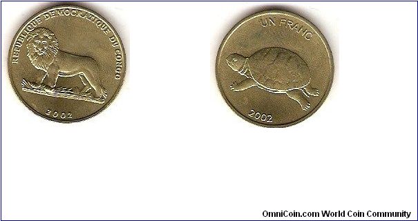 Democratic Republic of Congo (Congo-Kinshasa)
1 franc
turtle