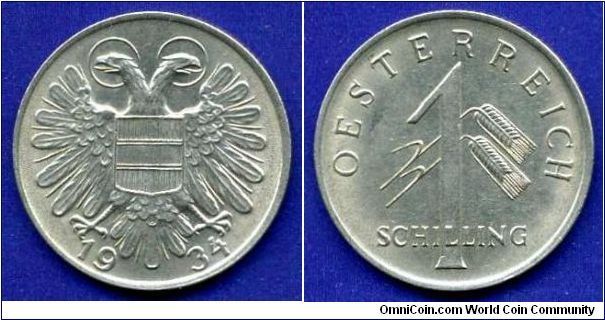 1 Shilling.
Austrian republic.
Mintage 30,641,000 units.


Cu-Ni.