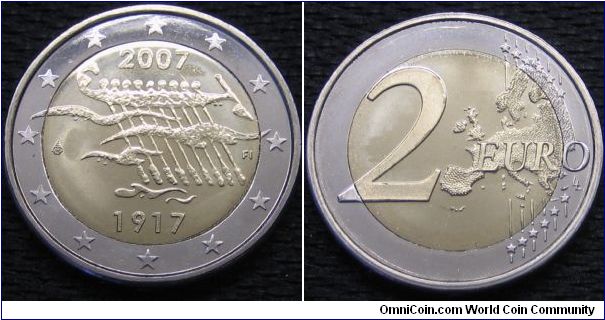 2 euro commemorating the 90th year of Finland's independence.