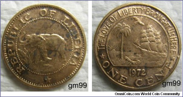 Liberia km13 1 Cent (1960-1984)
