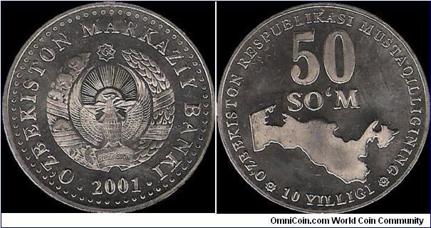 50 Sum 2001, 10th anniversary of independence II (1,6mm thick)