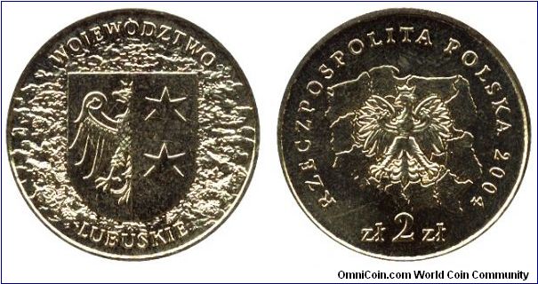 Poland, 2 zlote, 2004, Lubuskie County.                                                                                                                                                                                                                                                                                                                                                                                                                                                                             