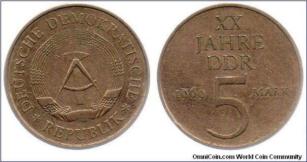 1969 East Germany 5 Mark