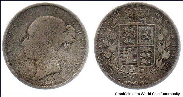 1880 Victoria 1/2 Crown