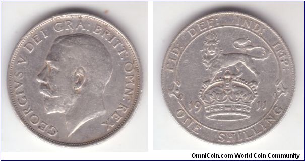 Another hollow neck 1911 shilling, this one is very fine but cleaned to look brighter.
