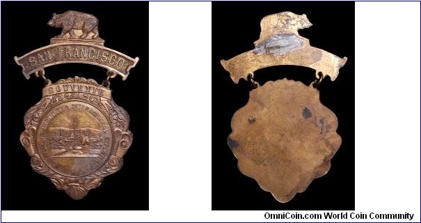 Brass souvenir badge from the Midwinter Exposition.