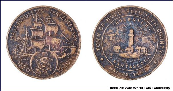 Massacusetts Bay Tercentenary medal, Hull, MA