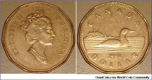 Canada, 1 dollar, 1994 (1990-2003) Regulation Coin Loonie