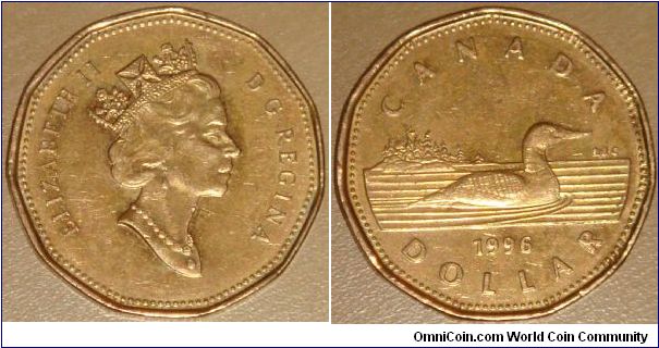 Canada, 1 dollar, 1996 (1990-2003) Regulation Coin Loonie