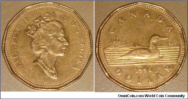 Canada, 1 dollar, 1996 (1990-2003) Regulation Coin Loonie