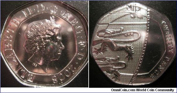 New style British 20 pence. With date on obverse.