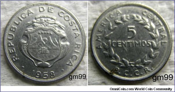 Costa Rica km184.2 5 Centimos (1953-1967)