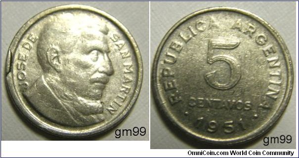 Rim Cud,
Argentina km46 5 Centavos (1951-1953)