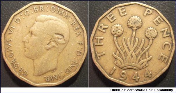British George VI pre-decimal three pence