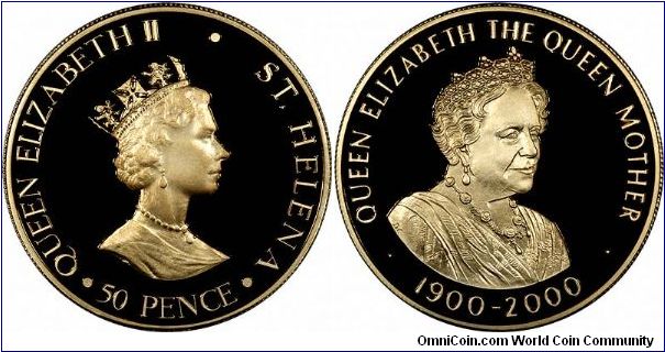 The first and only gold coin we have seen from St. Helena, with a mintage of only 100 pieces, we aren't going to see too many more of them. For the Queen Mother's Centenary.