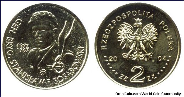 Poland, 2 zlote, 2004, Gen. Bryg. Stanislaw F. Sosabowski 1892-1967.                                                                                                                                                                                                                                                                                                                                                                                                                                                