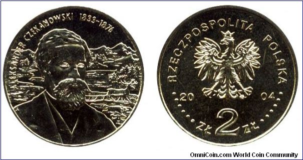 Poland, 2 zlote, 2004, Aleksander Czekanowski 1833-1876.                                                                                                                                                                                                                                                                                                                                                                                                                                                            