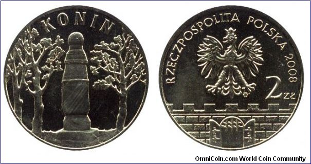 Poland, 2 zlote, 2008, City of Konin.                                                                                                                                                                                                                                                                                                                                                                                                                                                                               