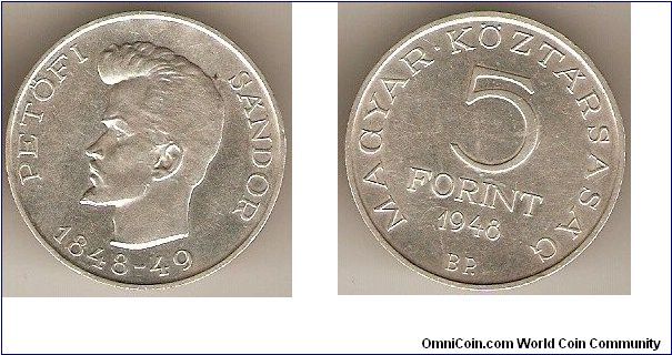 Republic of Hungary
5 forint
Sandor Petofi