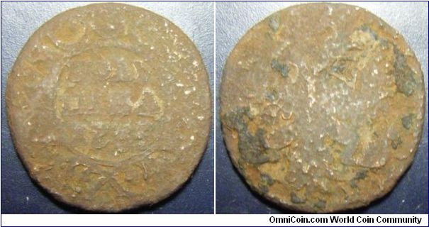 Russia 1735 polushka. Extremely poor condition.