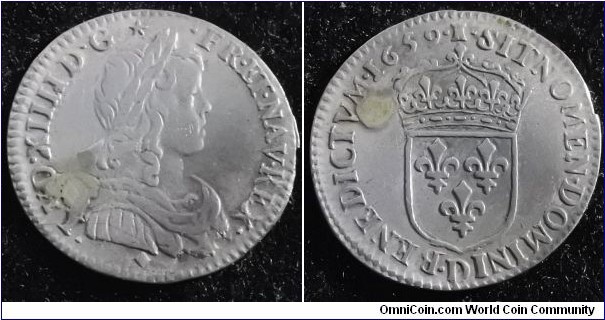 Russia 1735 polushka. Extremely poor condition.