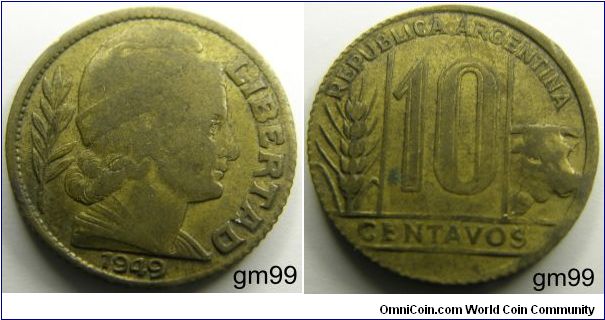 Argentina km41 10 Centavos (1942-1950)