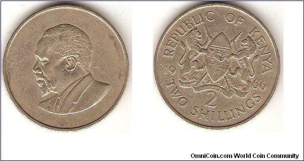 2 shillings
Jomo Kenyatta, first president of Kenya