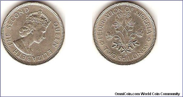 Federation of Nigeria
2 shillings
Queen Elizabeth II