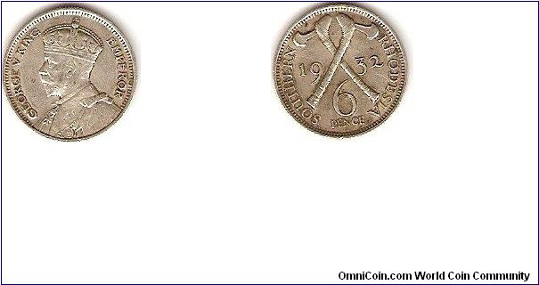 Southern Rhodesia
6 pence
George V