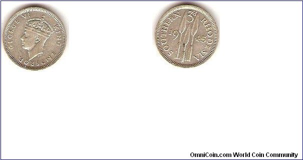 Southern Rhodesia
3 pence
George VI