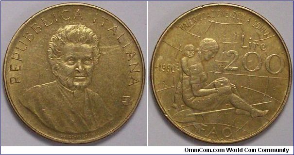 200 Lire - FAO
International Women's Year - Maria Montessori