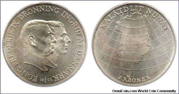 1953 2 Kroner - Greenland