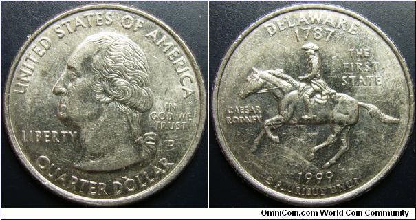 US 1999 quarter dollar, commemorating Delaware, mintmark D. Special thanks to slowly but surely!