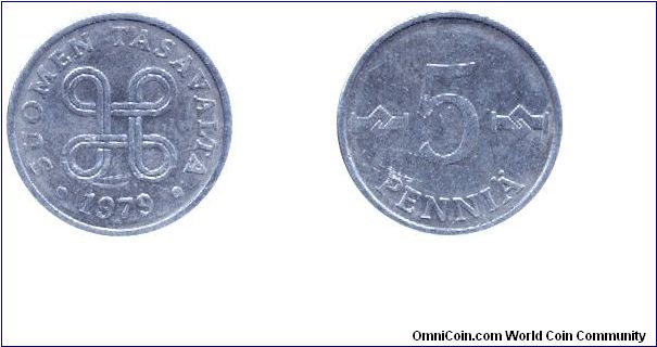 Finland, 5 pennia, 1979, Al.                                                                                                                                                                                                                                                                                                                                                                                                                                                                                        