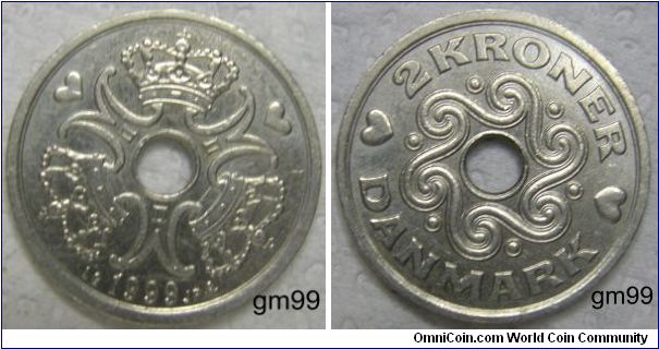 km#874 2 Kroner (1992-1999)