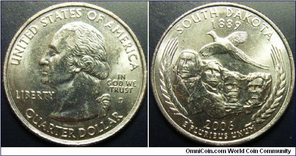 US 2006 quarter dollar, commemorating South Dakota, mintmark D. Special thanks to slowly but surely!