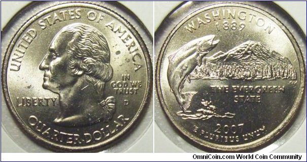 US 2007 quarter dollar, commemorating Washington, mintmark D. Special thanks to slowly but surely!