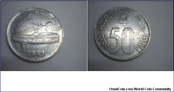 INDIA,50 PAISE 1989.