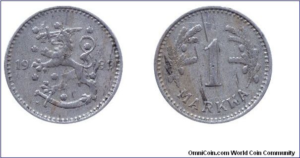 Finland, 1 markka, 1933, Cu-Ni.                                                                                                                                                                                                                                                                                                                                                                                                                                                                                     