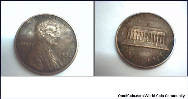 US 1 CENT 1982-D.
FOR SALE. NEDAL_A@YAHOO.COM