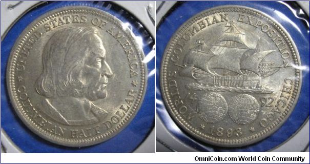 50 cent piece, Columbus commemorative.
